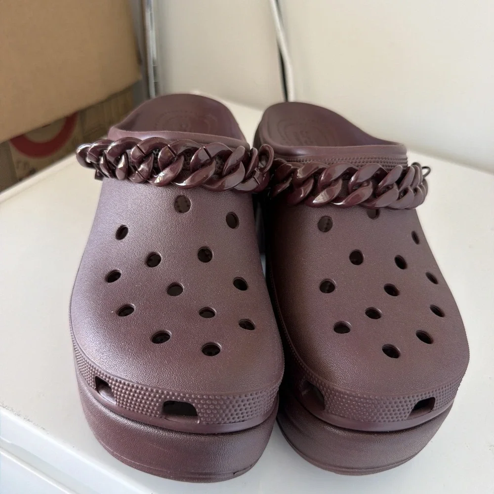 CROCS Siren Dark Cherry Chain Clog Heel Comfort Platform Waterproof Sz M 11